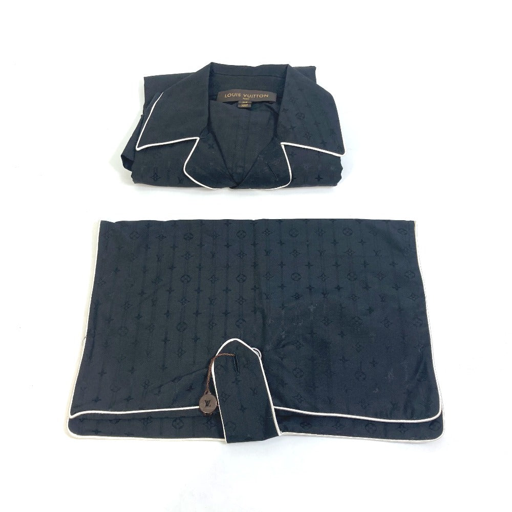 LOUIS VUITTON Monogram Pajama Shirt with Pouch, Men's Long Sleeve Cotton Shirt, Black