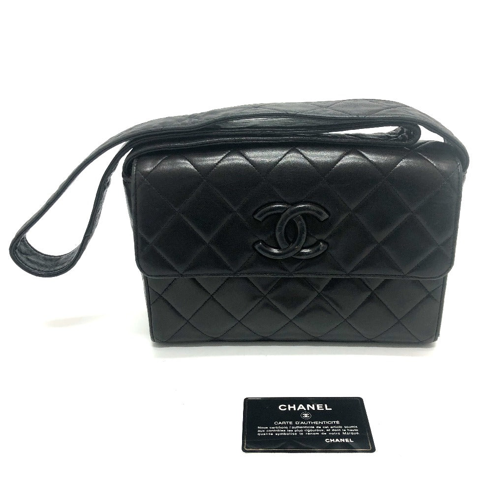 CHANEL CC Coco Mark Matelasse Shoulder Bag, Lambskin, Women's, Black