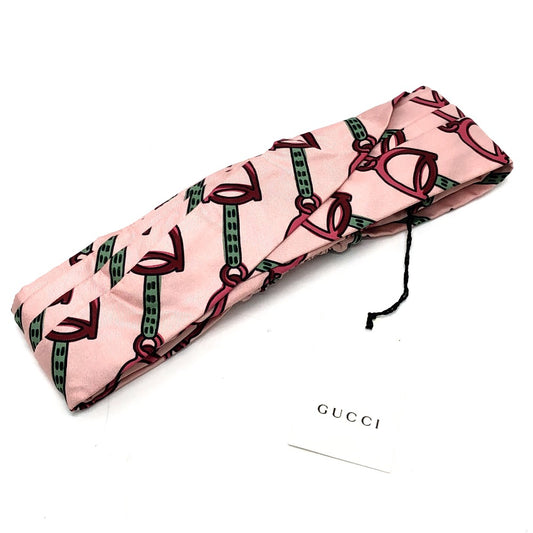 GUCCI 572206 ホースビット ヘアバンド シルク メンズ ピンク