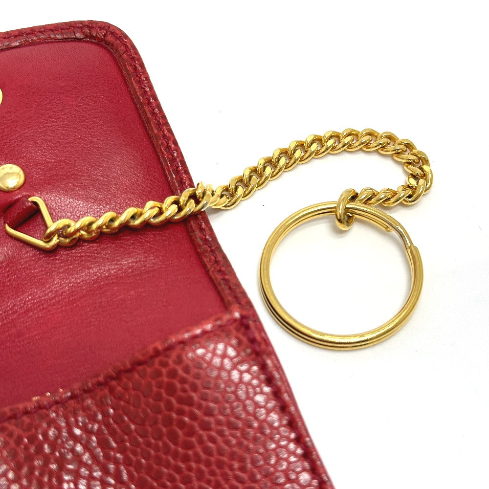 CHANEL CC Coco Mark Mini Pouch Cigarette Case in Caviar Leather, Red