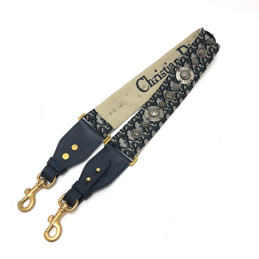 Dior オブリーク ロゴ メダリオン ストラップのみ ショルダーストラップ キャンバス レディース ネイビー