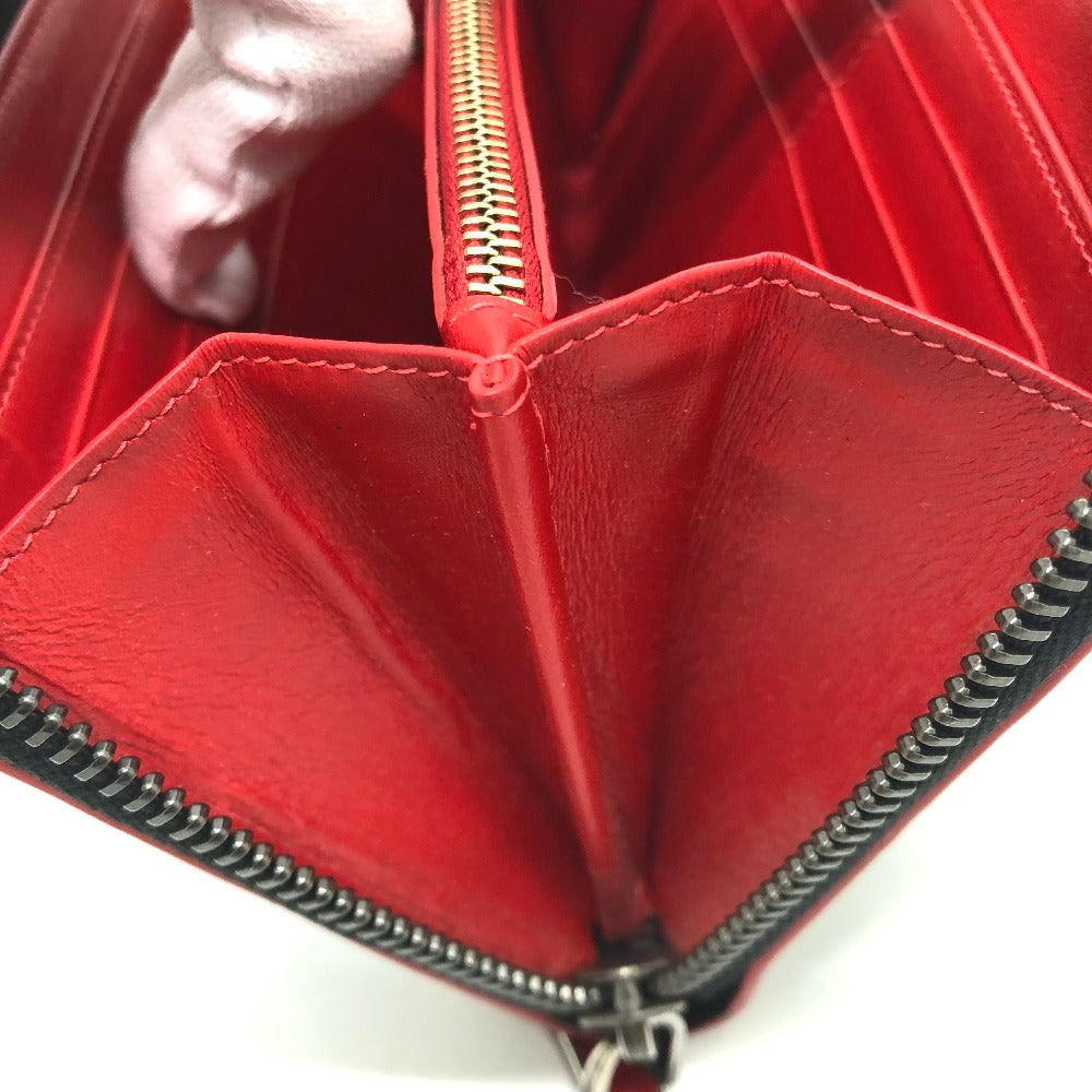 Christian Louboutin Panettone Spiked Studs Round Zip Long Wallet in Black Leather