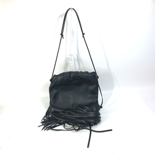 BOTTEGA VENETA 630363 The Fringe Pouch Shoulder Bag Leather Women's Black