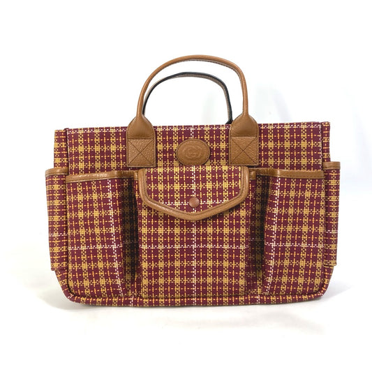 GUCCI 628159 チェック チルドレンズ トートバッグ カバン ハンドバッグ キャンバス/レザー レディース ブラウン/ボルドー系