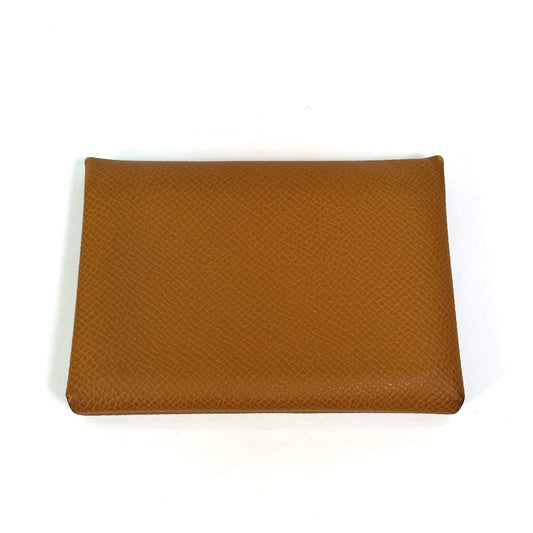 HERMES 財布 カルヴィデュオ 小銭入れ コインケース カードケース カードケース ヴォーエプソン レディース ゴールド ブラウン