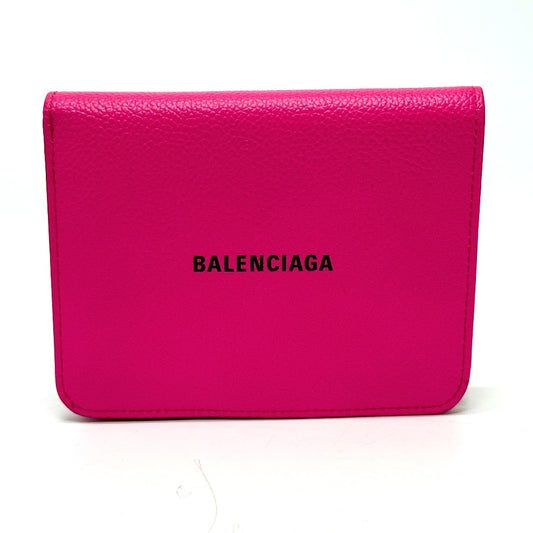 BALENCIAGA ロゴ ヴィル ミディアムウォレット 2つ折り財布 レザー ユニセックス ピンク