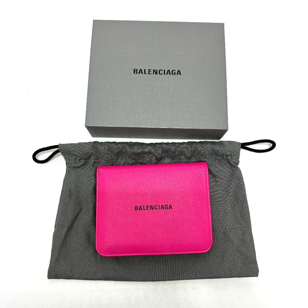 BALENCIAGA ロゴ ヴィル ミディアムウォレット 2つ折り財布 レザー ユニセックス ピンク