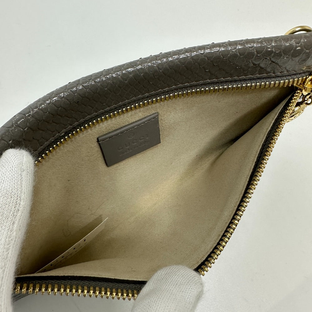 GUCCI 537219 Sherry Line Raja Tiger Head Shoulder Bag Chain Tote Bag Leather Women's Gray