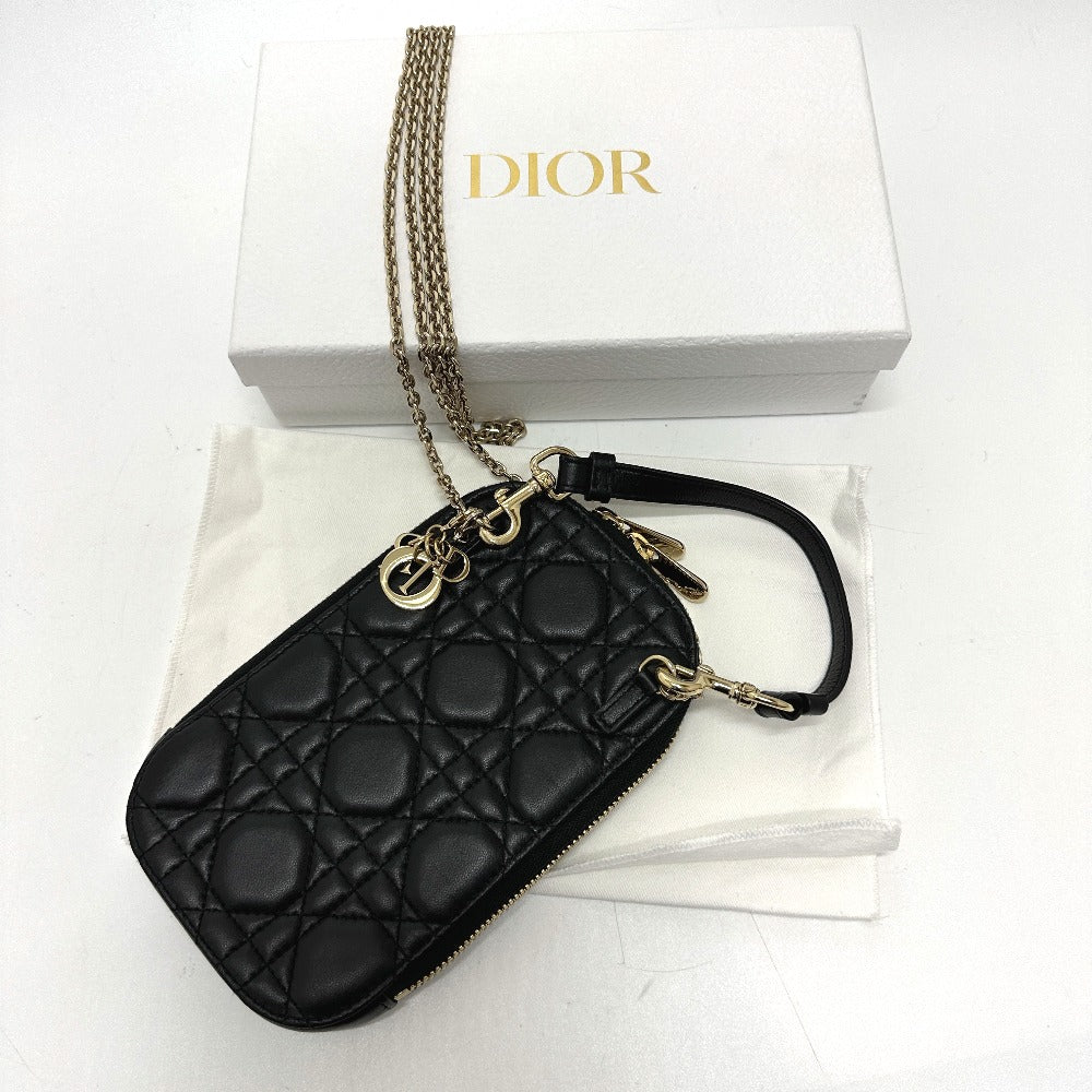 Christian Dior S0842ONMJ カナージュ フォンケース チェーン ショルダーバッグ レザー レディース ブラック