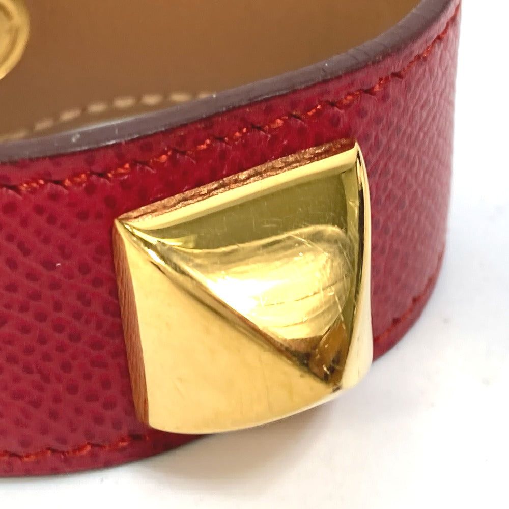 HERMES Bangle Medor Accessory Bracelet Leather Women's Red