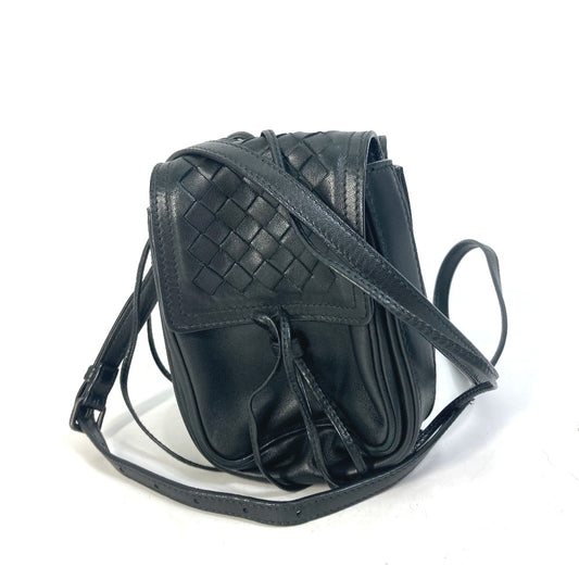 BOTTEGA VENETA Intrecciato Pochette Shoulder Bag, Double Pouch, Leather, Men's, Black