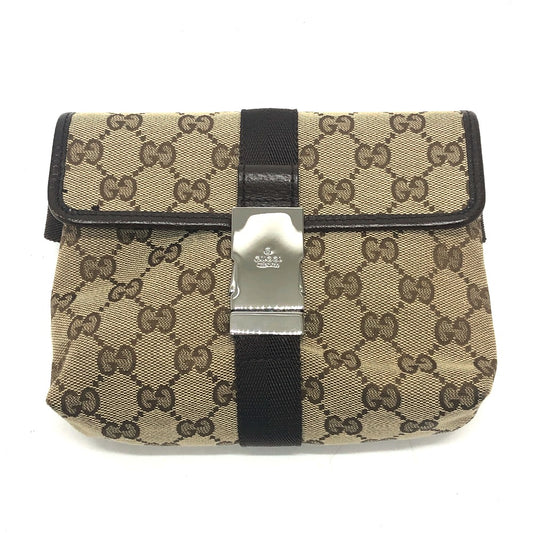 GUCCI 131236 GG ボディバッグ ウエストポーチ カバン ベルトバッグ ウエストバッグ GGキャンバス ユニセックス ベージュ×ブラウン