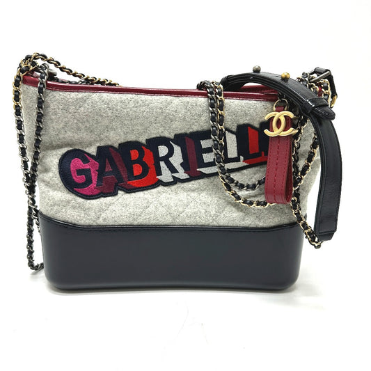 CHANEL CC ココマーク ガブリエル ドゥ ロゴ チェーンバッグ カバン ショルダーバッグ カーフスキン レディース グレー