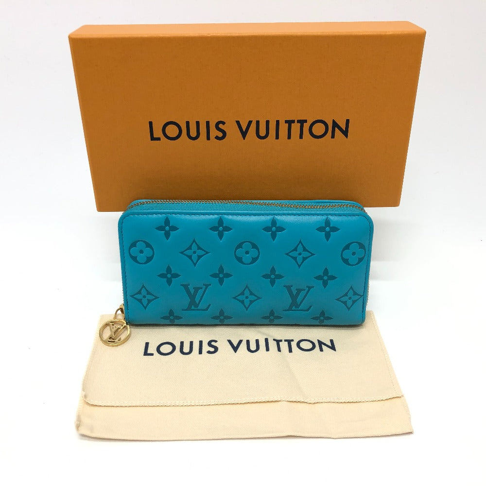 LOUIS VUITTON M81512 Monogram Embossed Zippy Wallet, Long Wallet with Round Zipper, Leather, Unisex, Blue