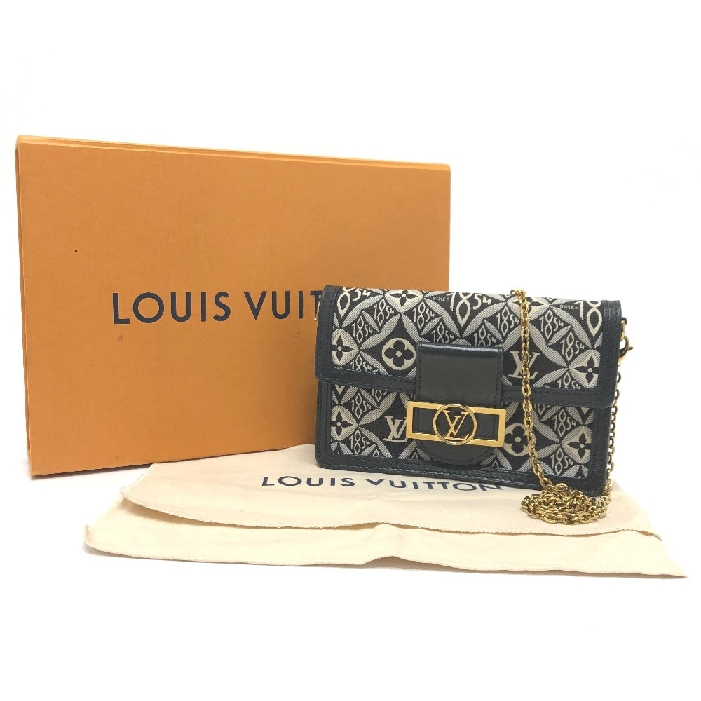 LOUIS VUITTON M69992 モノグラムジャガード ポルトフォイユ ドーフィーヌ チェーン Since 1854 ショルダーバッグ キャンバス レディース ネイビー