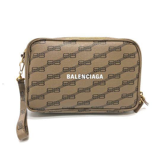BALENCIAGA 644432 Logo Everyday Pochette Bag, Second Bag, Clutch Bag, Leather, Women's, Brown