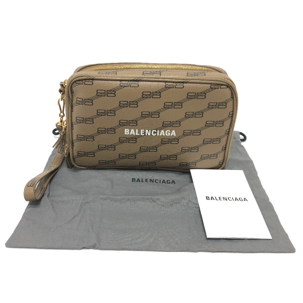 BALENCIAGA 644432 ロゴ エブリデイ ポシェット カバン セカンドバッグ クラッチバッグ レザー レディース ブラウン
