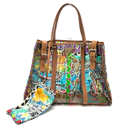 PRADA BR2515 ベネチアプリント トートバッグ ビニール/レザー レディース マルチカラー