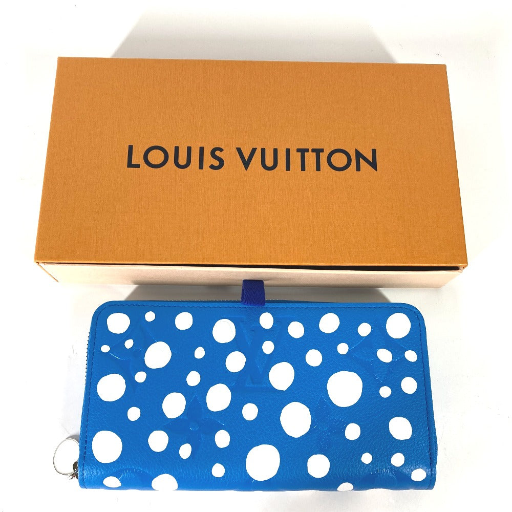 LOUIS VUITTON M81954 LV×YK 草間彌生コラボ ジッピーウォレット インフィニティ ドット モノグラムアンプラント 長財布 モノグラムアンプラントレザー メンズ ブルー