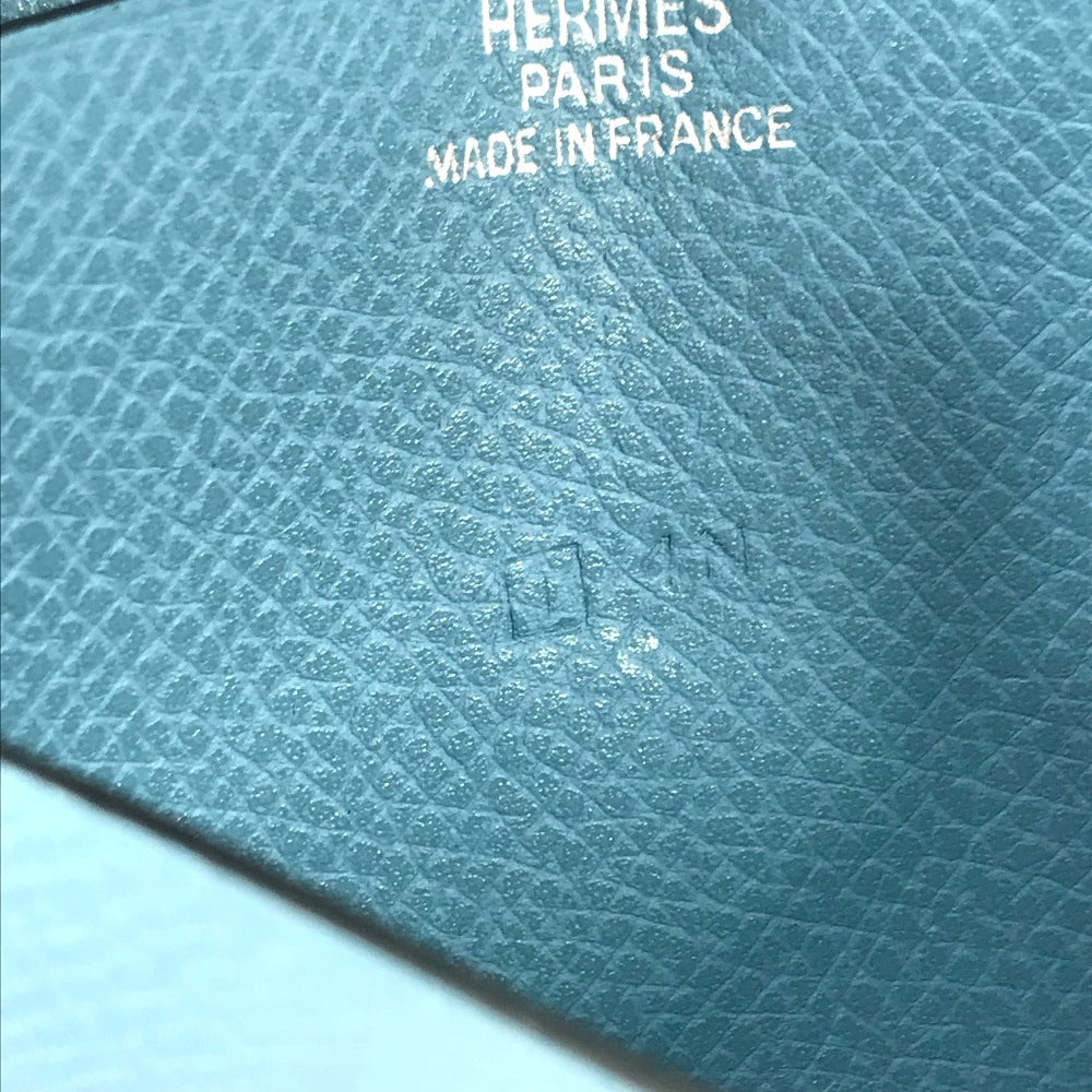 HERMES ベアン 名刺入れ パスケース コインケース 財布 小銭入れ カードケース レザー レディース ブルージーン ブルー