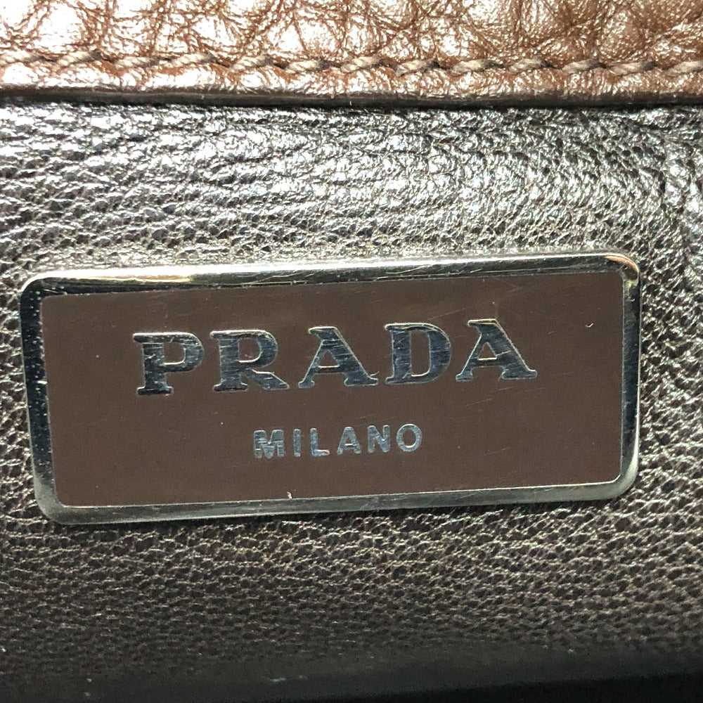 PRADA トライアングルロゴ バイカラー カバン 肩掛け 斜め掛け ショルダーバッグ レザー レディース ブラウン