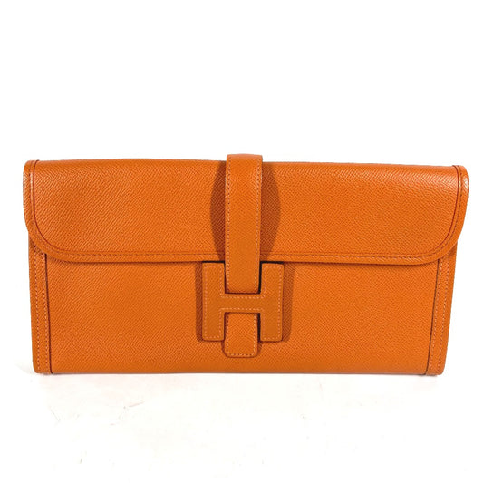 HERMES カバン Hロゴ ジジェ エラン 29 セカンドバッグ クラッチバッグ エプソン レディース オレンジ