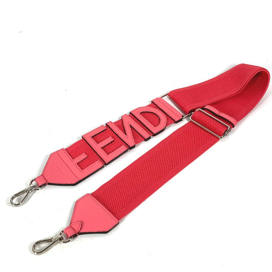 FENDI ストラップユー メッシュ ロゴ ショルダーストラップ レザー/キャンバス レディース ピンク