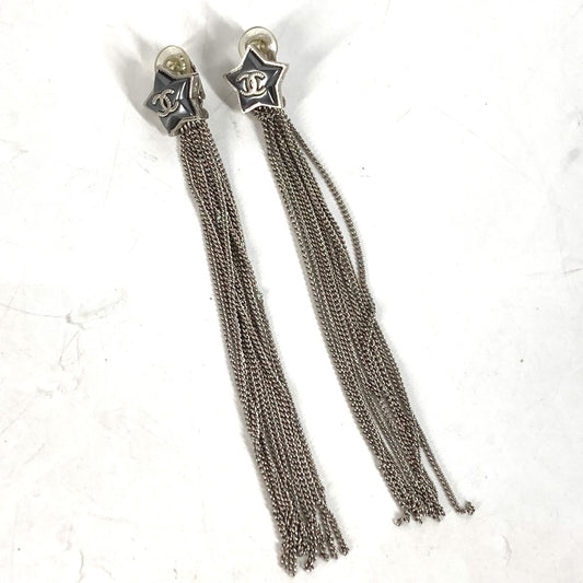 CHANEL A17B CC ココマーク スター 星 10連チェーン アクセサリー ロングピアス ピアス メタル メンズ シルバー