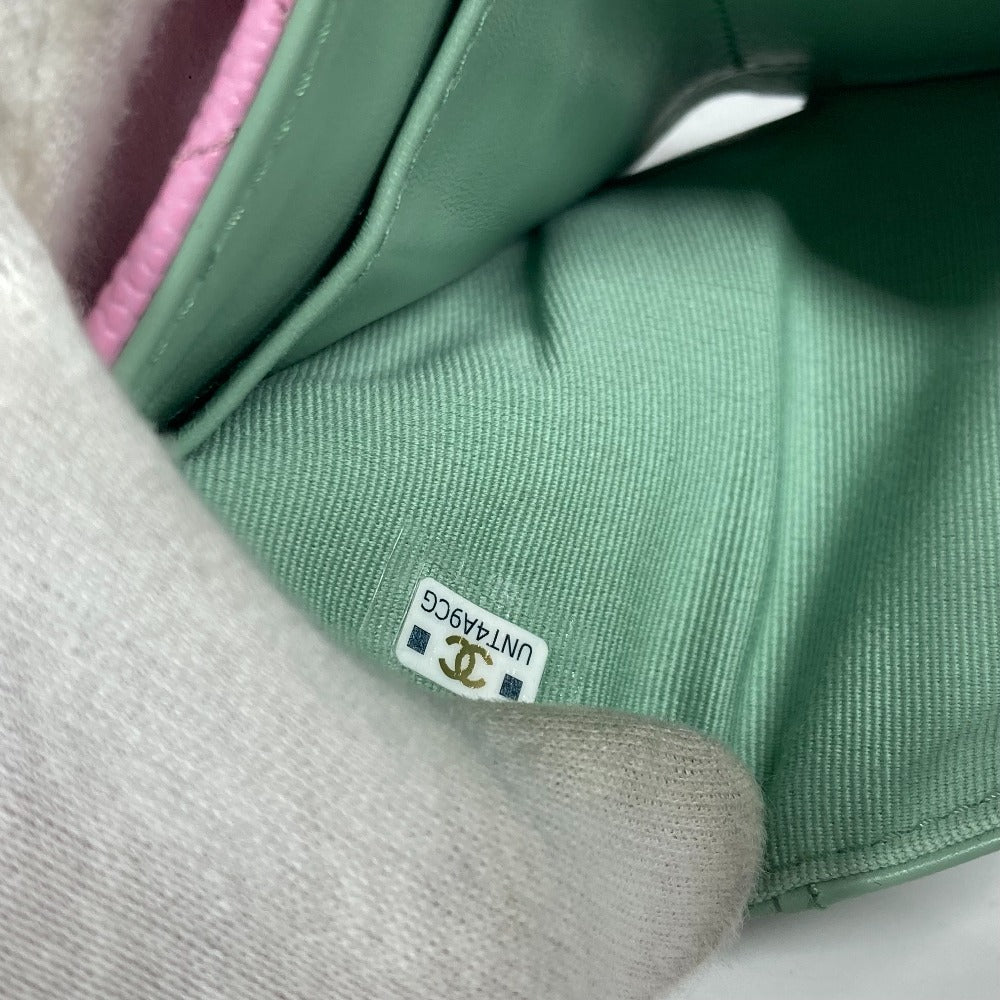CHANEL AP3182 CC ココマーク マトラッセ スモールフラップウォレット コンパクトウォレット 3つ折り財布 キャビアスキン レディース ピンク