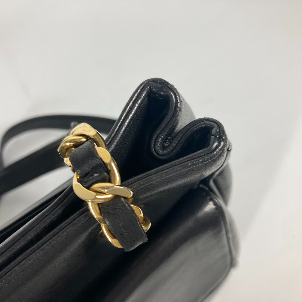 CHANEL Vintage CC Coco Mark Double Chain Shoulder Bag Big Coco Lambskin Black