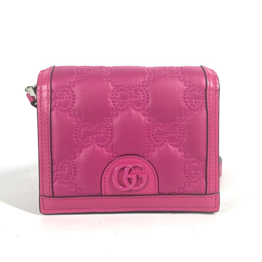 GUCCI 723777 GGマトラッセ キルティング カバン 斜め掛け ポシェット ショルダーバッグ レザー/ナイロン レディース ピンク
