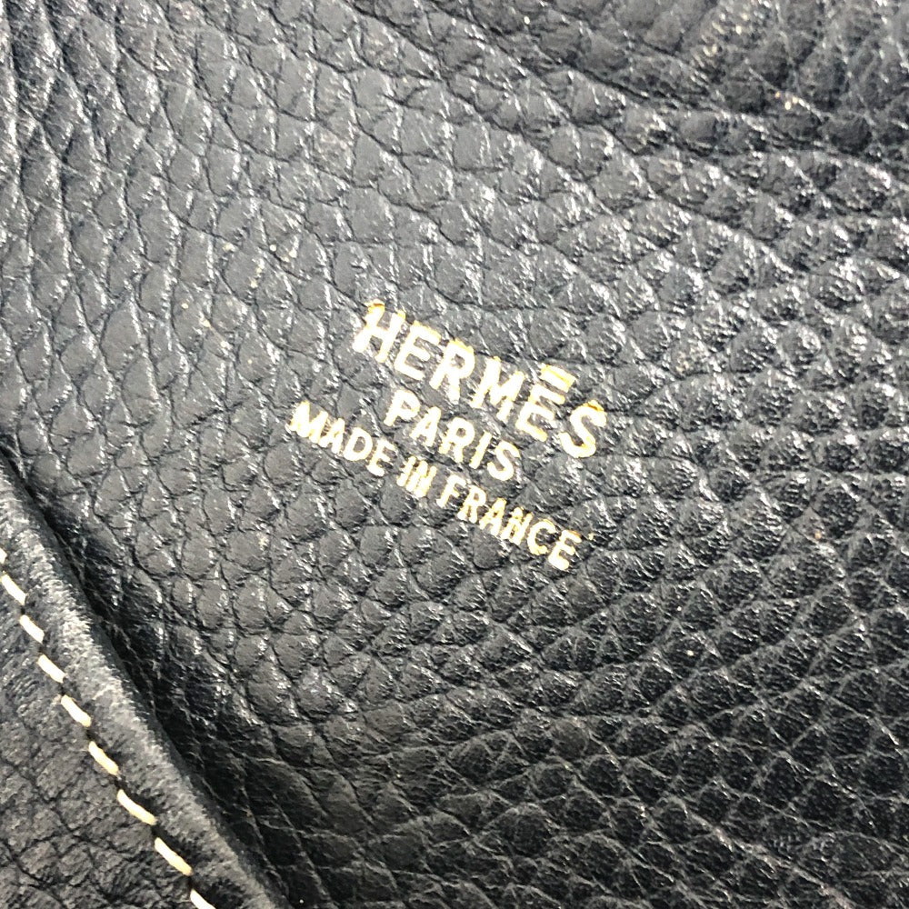 HERMES 巾着 ショルダーバック カバン 肩掛けバック ショルダーバッグ レザー レディース ネイビー