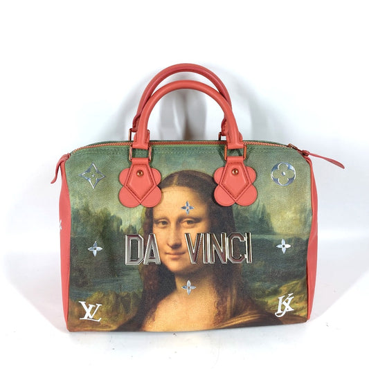 LOUIS VUITTON M43372 マスターズコレクション スピーディ30 モナ リザ ミニボストンバッグ カバン ハンドバッグ レザー/PVC レディース ピンク