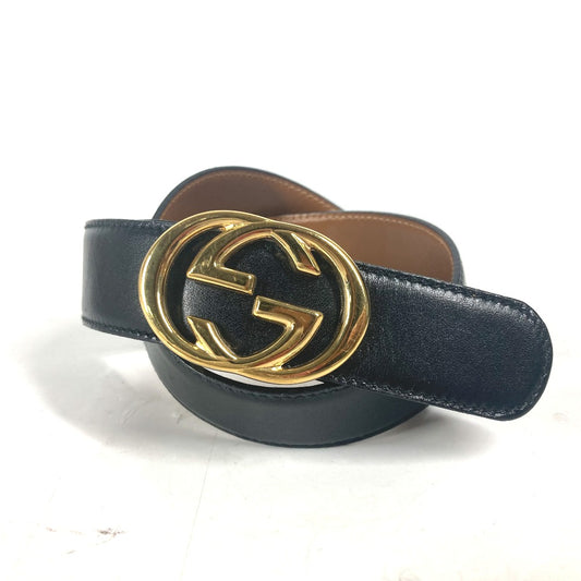 GUCCI 036・519・2964 ヴィンテージ GG ロゴ バックル アクセサリー ズボン用ベルト ベルト レザー レディース ブラック