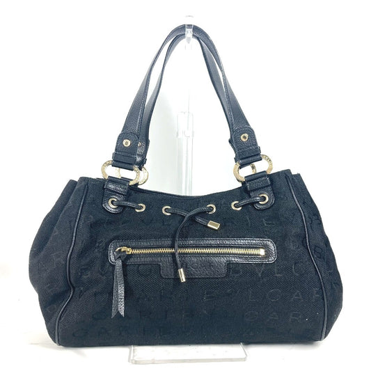 BVLGARI ロゴマニア カバン 肩掛け トートバッグ ショルダーバッグ レザー/キャンバス レディース ブラック