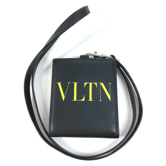 VALENTINO VLTNロゴ ネックウォレット 財布 小銭入れ ストラップ付 2つ折り財布 レザー レディース ブラック