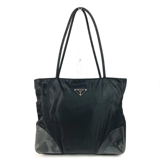 PRADA トライアングルロゴ 三角ロゴ プレート カバン 肩掛け トートバッグ ショルダーバッグ ナイロン ユニセックス ブラック