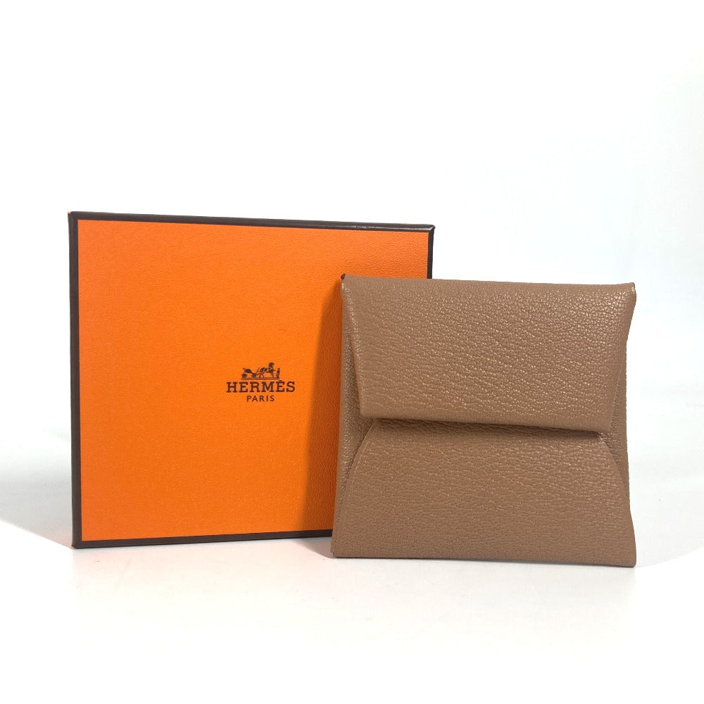 HERMES バイカラー バスティア ヴェルソ 財布 小銭入れ スクエア コインケース シェーブル ユニセックス ケブラコ/モーヴシルベストル ブラウン