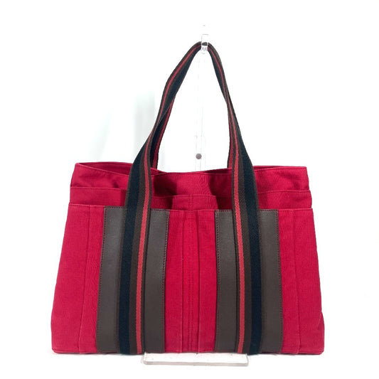 HERMES トロカホリゾンタル MM カバン トートバッグ 肩掛け ショルダーバッグ キャンバス ユニセックス レッド