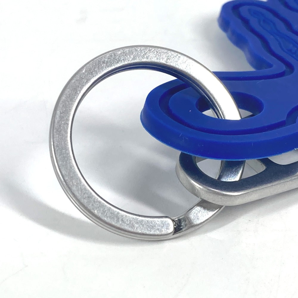 BURBERRY Logo Bag Charm with Carabiner, Accessory, Keychain, Rubber, Unisex, Blue