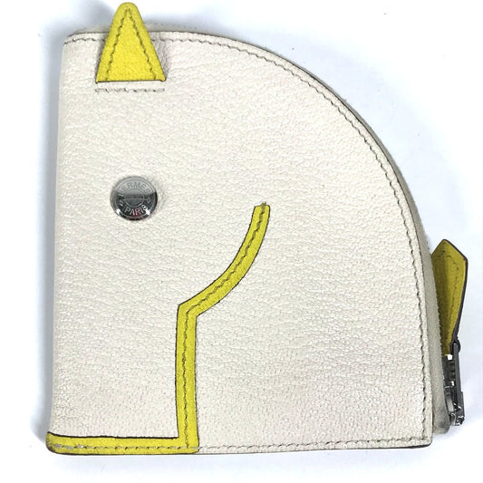 HERMES パドック シュバル 馬 コンパクトウォレット 財布 コインケース シェーブル ユニセックス ホワイト系