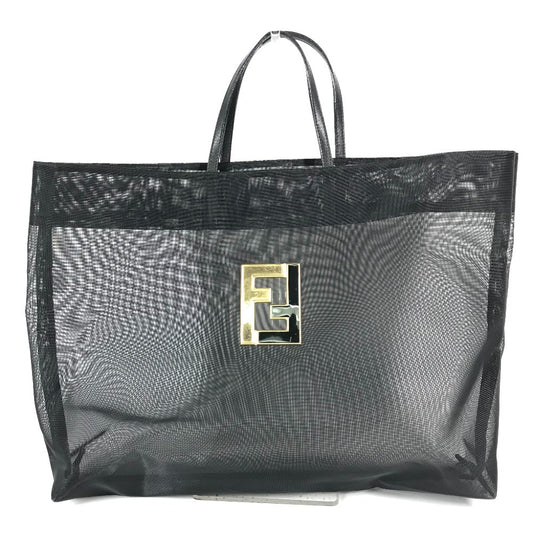 FENDI FFロゴ メッシュ ビッグバッグ カバン トートバッグ ビーチバッグ ハンドバッグ ナイロンメッシュ レディース ブラック