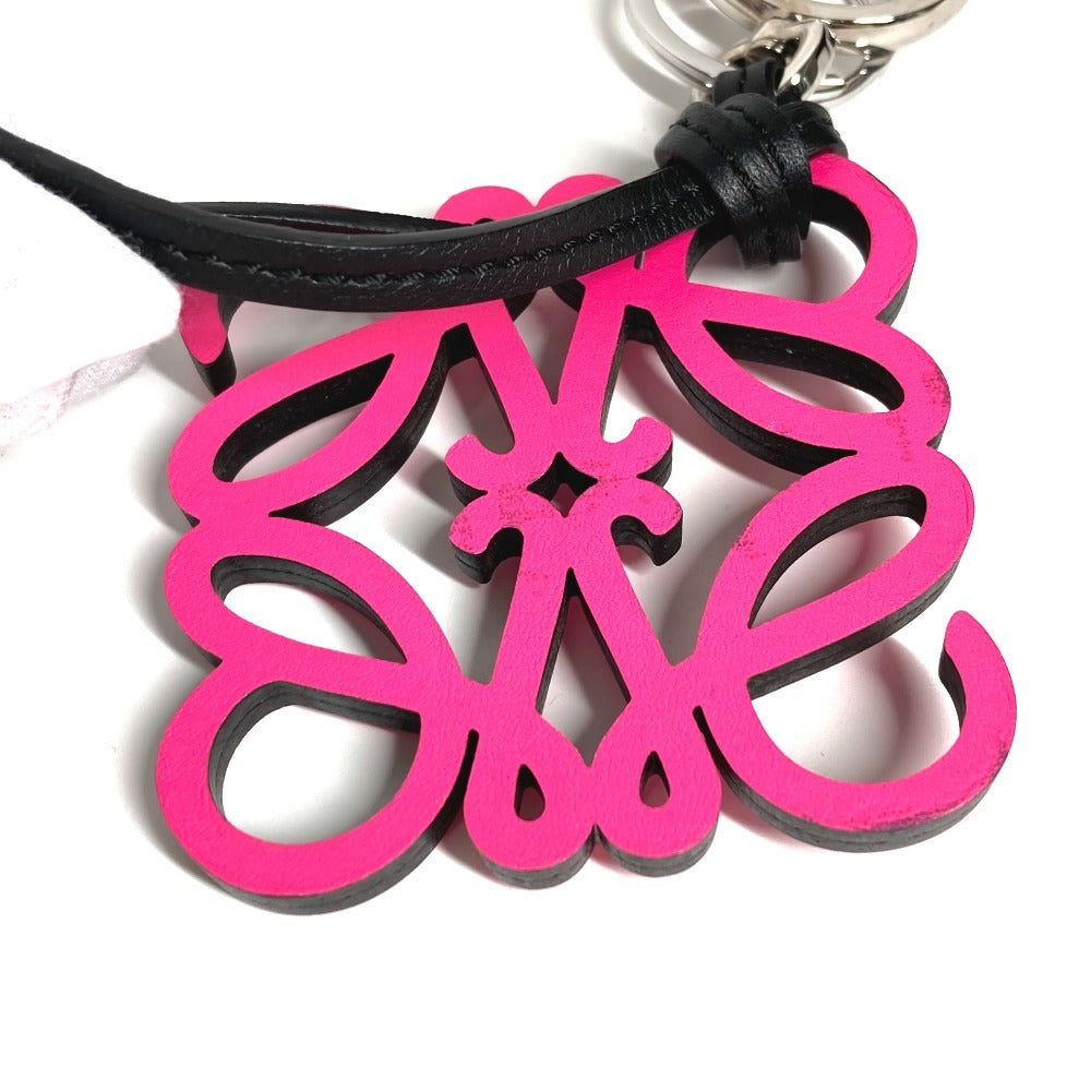 LOEWE Anagram Logo Keychain Bag Charm, Leather, Unisex, Pink