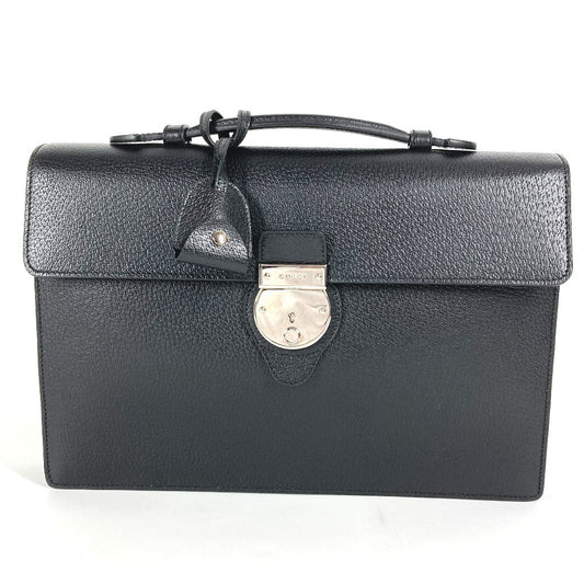GUCCI 295256 ロゴ ビジネスバッグ カバン ブリーフケース ハンドバッグ レザー メンズ ブラック
