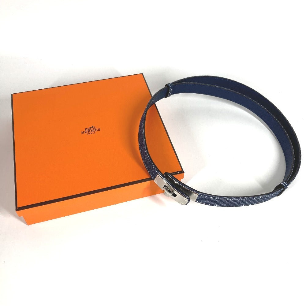 HERMES H010777UKAA Belt "Kelly" Jean 18 Kelly Belt Denim Belt Women's Blue