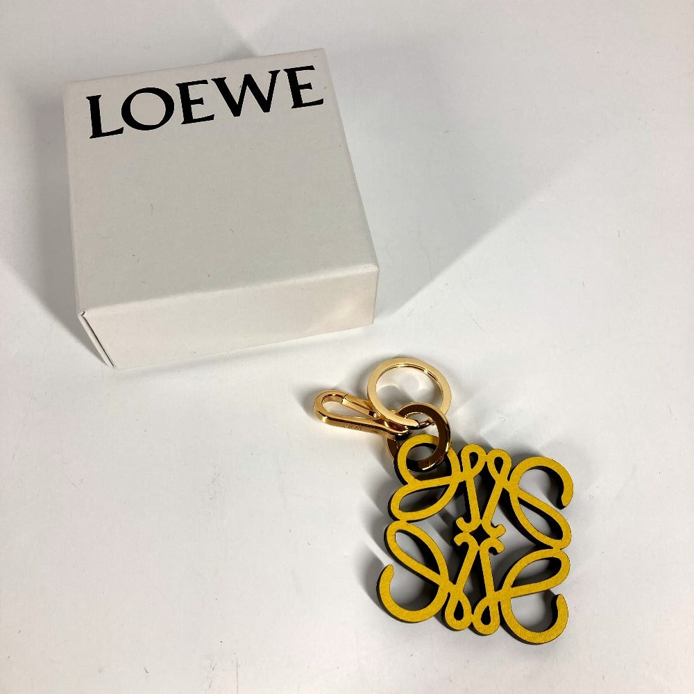 LOEWE C821232X06 Logo Anagram Charm (Calf Leather) Bag Charm Keychain, Unisex, Yellow