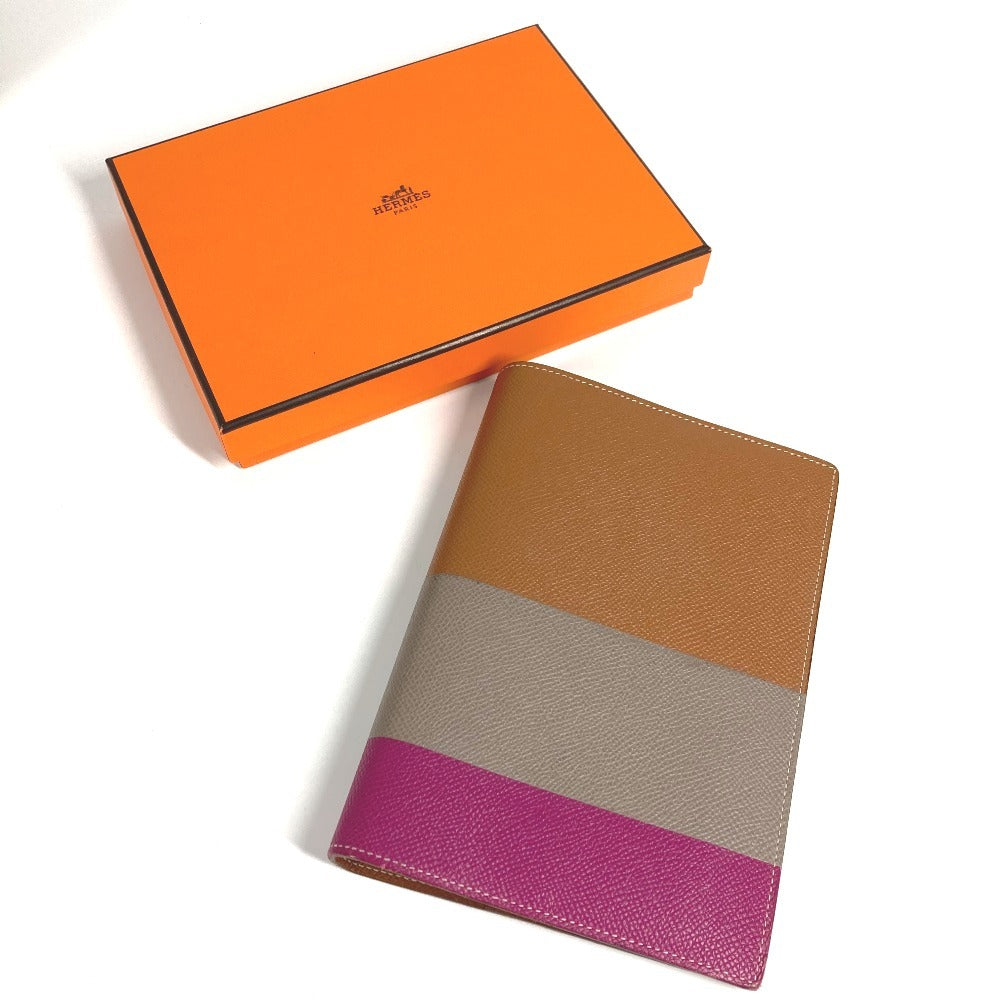 HERMES トリコロールカラー グローブトロッター アジェンダ ノートカバー システム手帳 ステーショナリー 手帳カバー エプソン ユニセックス ブラウン