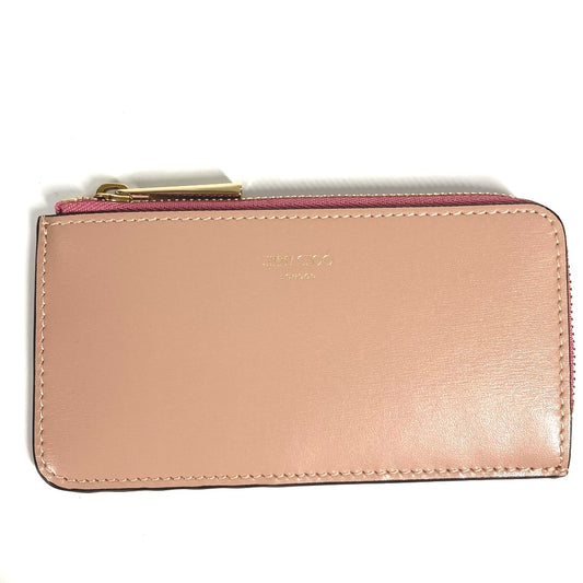 JIMMY CHOO ロゴ カードケース 名刺入れ パスケース フラグメントケース 財布 小銭入れ コインケース レザー ユニセックス ピンク系