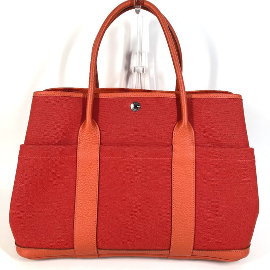 HERMES トートバッグ ガーデンパーティポケット 36 PM カバン ハンドバッグ トワルミリタリー ユニセックス ルージュトマト×カプシーヌ レッド