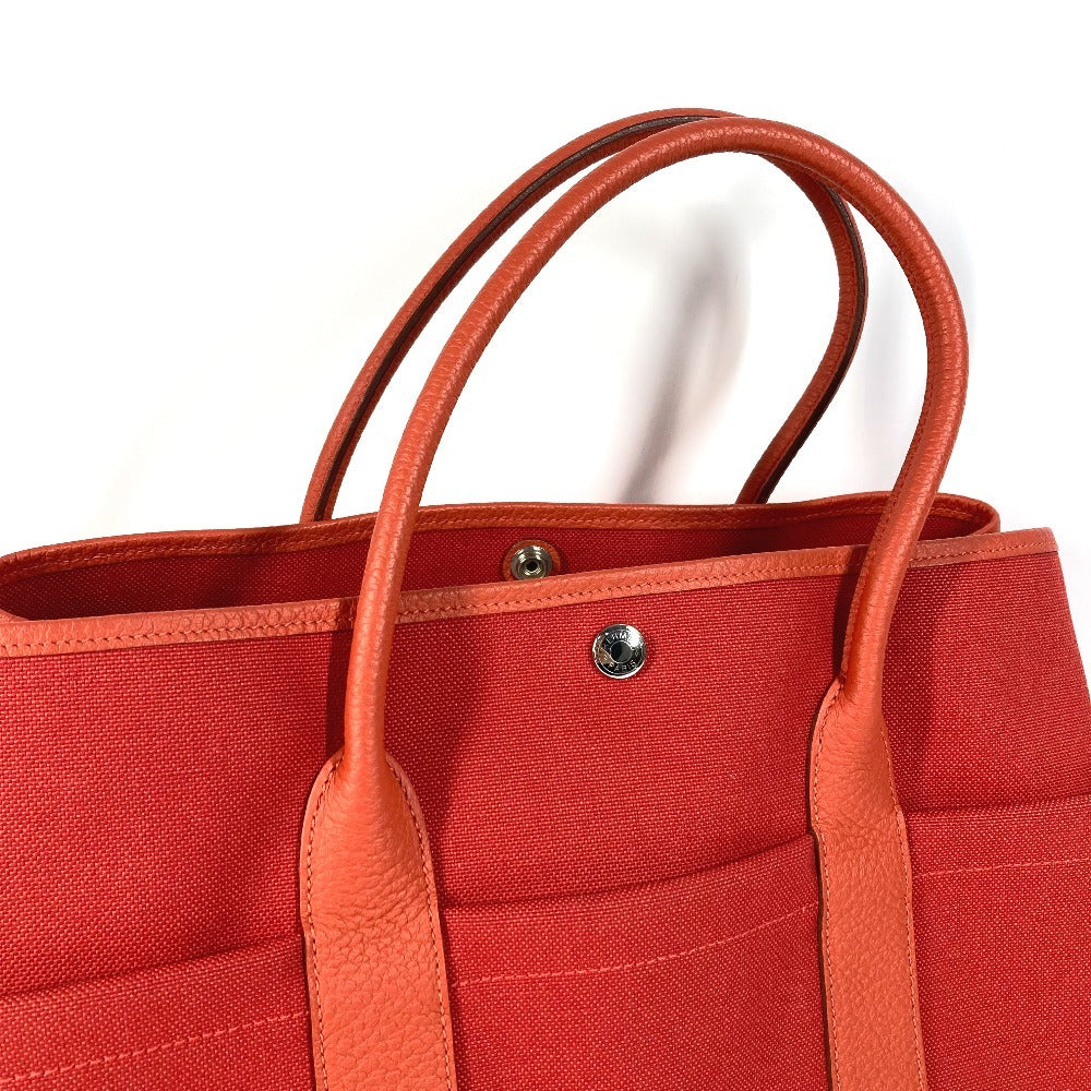 HERMES トートバッグ ガーデンパーティポケット 36 PM カバン ハンドバッグ トワルミリタリー ユニセックス ルージュトマト×カプシーヌ レッド